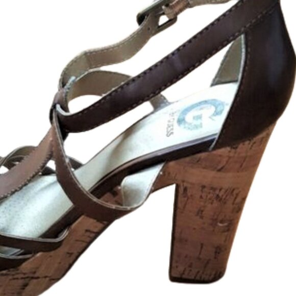 G by Guess high cork heel strappy open toe sandals - Picture 4 of 12